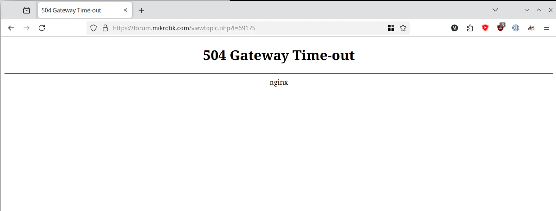 nginx error page showing 504 gateway timeout on mikrotik forum